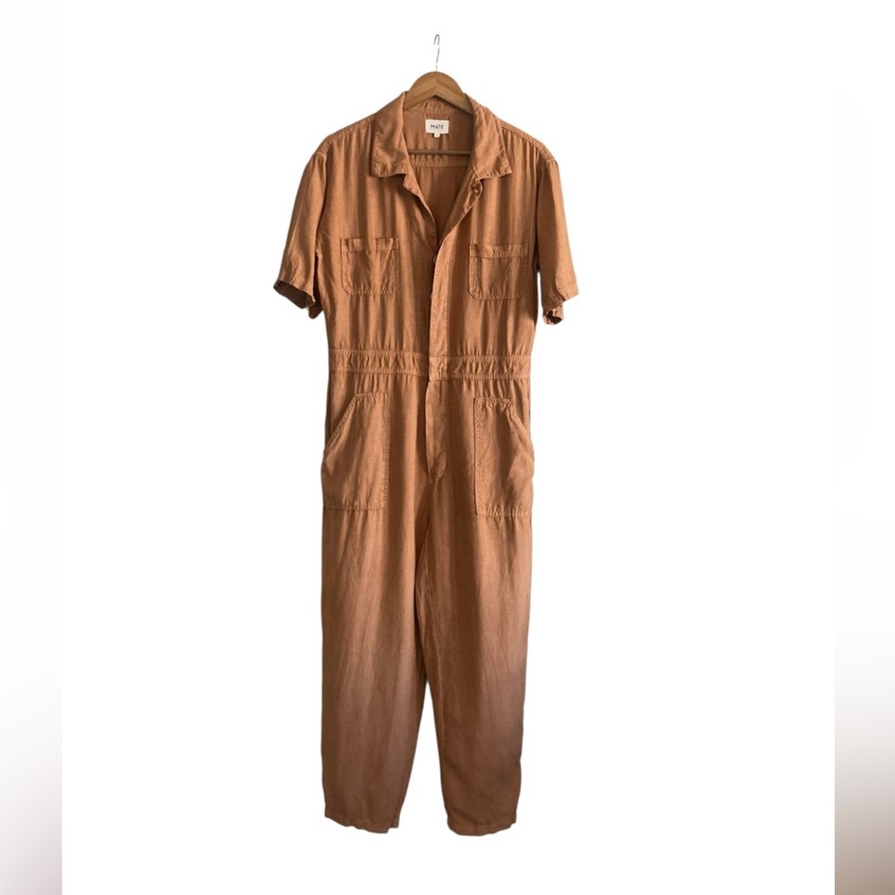 MATE THE LABEL Sedona Brown 100% Linen Short Sleeve Jumpsuit